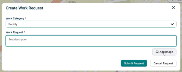 Create Work Request tab